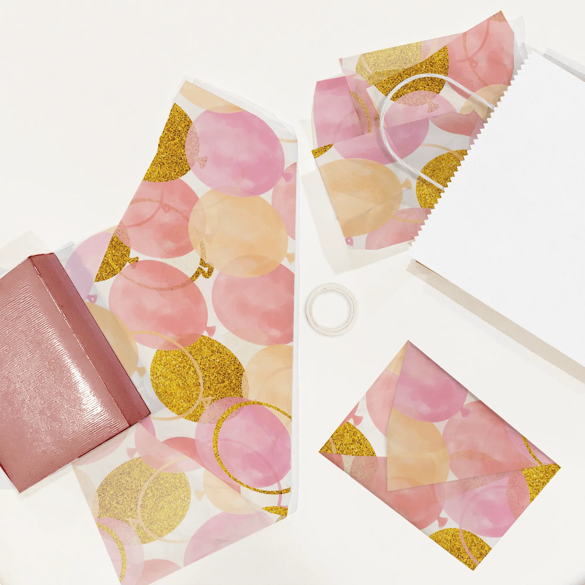 Pink and Gold Balloons Tissue Paper